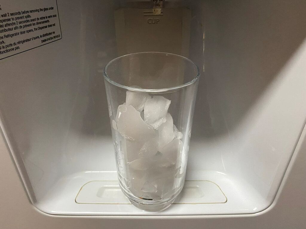 These ice spheres(?) that I just found out my new fridge makes :  r/mildlyinteresting