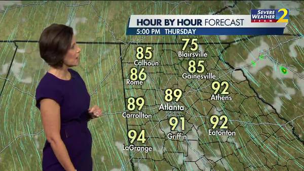 Temperatures to hit the lower 90s with isolated showers possible in the afternoon