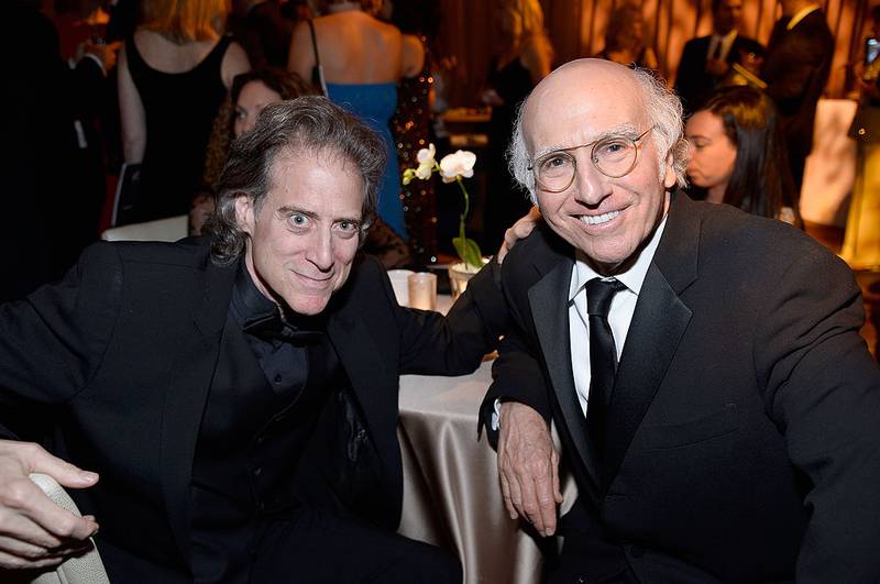 HOLLYWOOD, CA - JUNE 06: Actor/comedian Richard Lewis and Larry David attend the 41st AFI Life Achievement Award Honoring Mel Brooks after party at Dolby Theatre on June 6, 2013 in Hollywood, California. Special Broadcast will air Saturday, June 15 at 9:00 P.M. ET/PT on TNT and Wednesday, July 24 on TCM as part of an All-Night Tribute to Brooks.  (Photo by Frazer Harrison/Getty Images for AFI)
