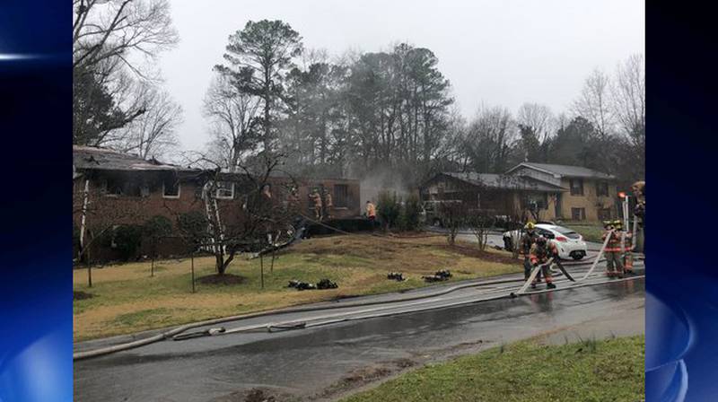 Fire destroyed a home on Pineglen Lane, just south of Forest Park, Sunday morning.