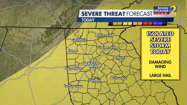 Isolated storms with damaging wind gusts, hail possible today