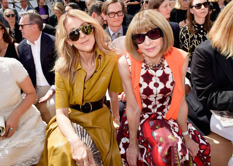 PARIS, FRANCE - JULY 03:  Celine Dion and Anna Wintour attend the Christian Dior Haute Couture Fall/Winter 2017-2018 show as part of Haute Couture Paris Fashion Week on July 3, 2017 in Paris, France.  (Photo by Victor Boyko/Getty Images for Christian Dior)
