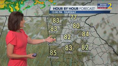 Heading into a warm Atlanta afternoon with chance of scattered showers