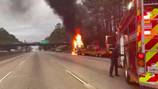 Ga. 400 shut down after tractor-trailer catches on fire in Sandy Springs