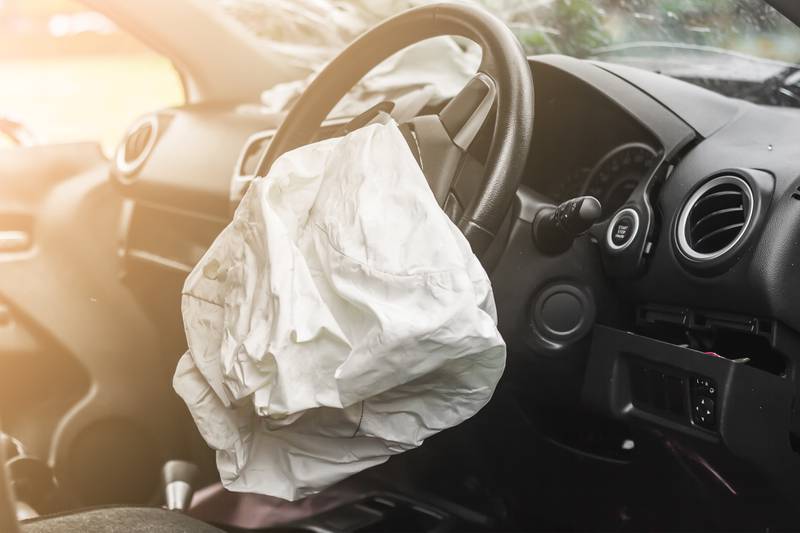 An air bag deployed after a crash