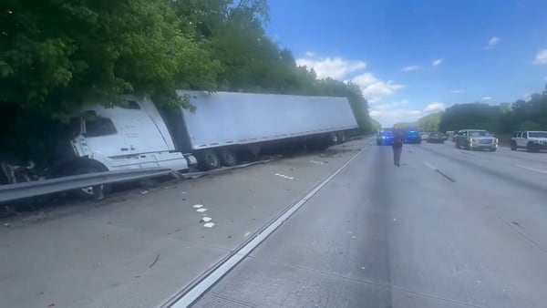 Semi-truck crash blocks lanes on I-85 southbound
