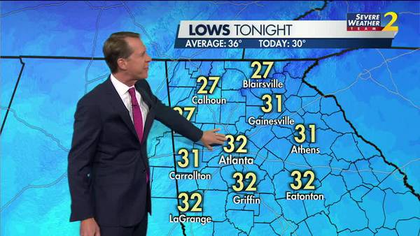 Lows near freezing to start Tuesday morning