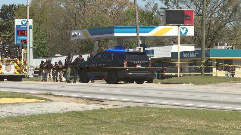 Scene of officer-involved deadly shooting in Clayton County on Thursday, March 28, 2024. Police investigate after they say a sexual assault suspect opened fire on them.