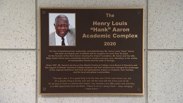Hank Aaron remembered for philanthropy work giving back to Atlanta Technical College