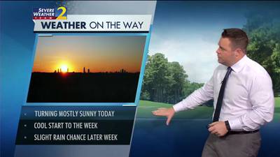Mostly sunny, cool Monday
