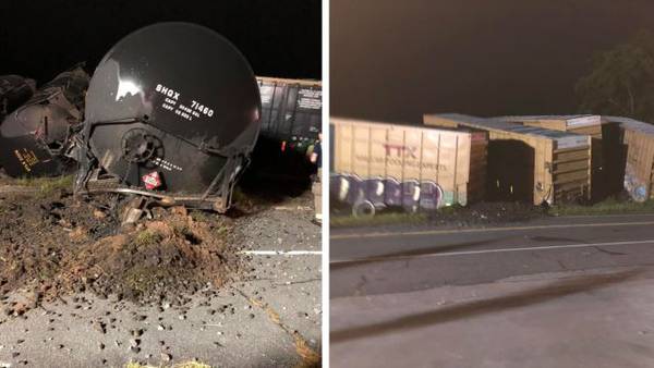 No injuries as 19 train cars derail in south Georgia