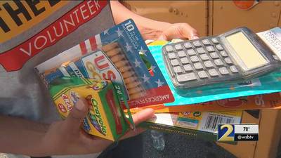 Thousands of school supplies donated during Channel 2's 'Stuff the Bus' event