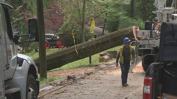 Crews worked overnight to clean up storm damage in Cobb County