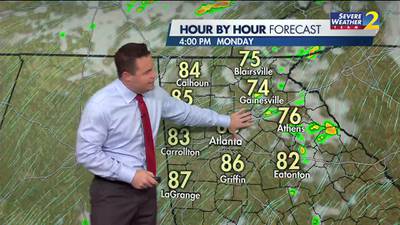 Scattered showers on Monday morning