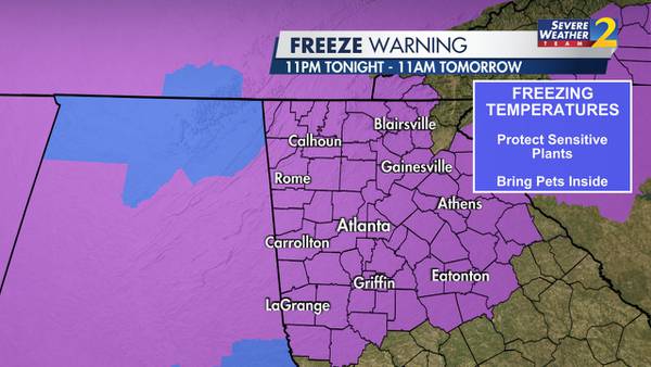 Freezing temperatures on the way Monday night