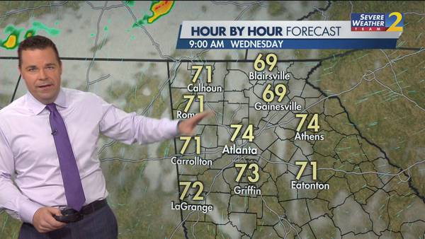 Temperatures in the low-80s by lunchtime in Atlanta today