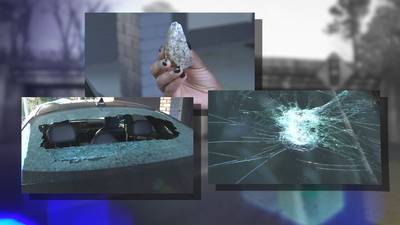 Woman says her car was damaged by kids dropping rocks off bridge
