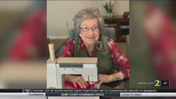 96-year-old woman sews dozens of masks for medical professionals
