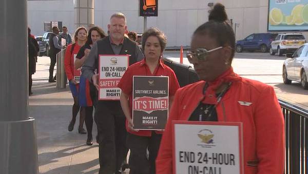 Southwest Airlines attendants picket outside Atlanta airport over working conditions