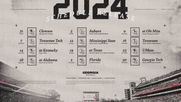 UGA announces 2024 schedule as SEC moves to Channel 2