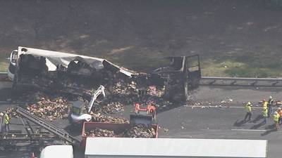 Major delays on I-75 in Bartow County after tractor-trailer goes up in flames