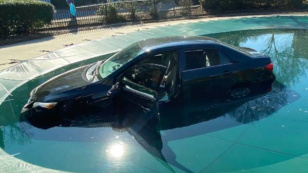 Unconscious driver rescued from car that crashed into Cobb pool thanks to pool cover