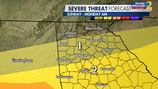 Level 1, 2 risks out of 5 for severe storms moving through north Georgia Sunday