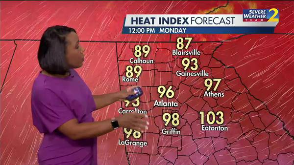 Another hot and humid day on Monday