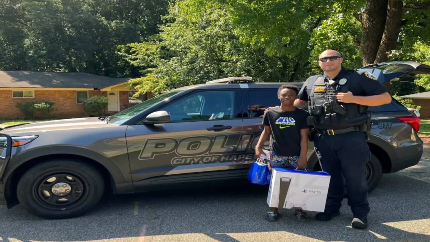 Watch: Hapeville police officer surprises boy with PlayStation for