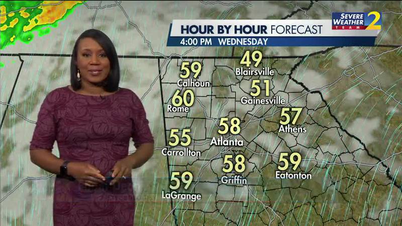 Partly cloudy with temperatures around 60 today
