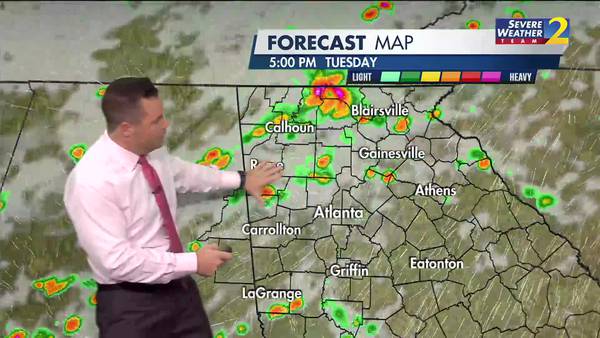 Scattered showers and storms on Tuesday
