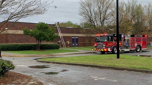 Fire on roof of middle school in Hall County caused by storm damage, officials say