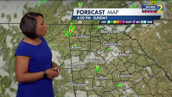 Sunday will begin with sunshine following a few spotty showers in the afternoon
