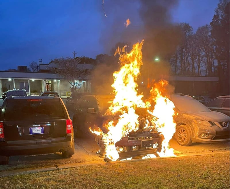 Car catches fire at Woodland Elementary School's parking lot