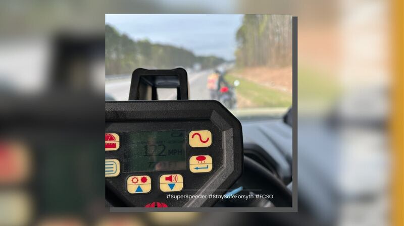 Motorcycle clocked going 122 MPH in Forsyth County