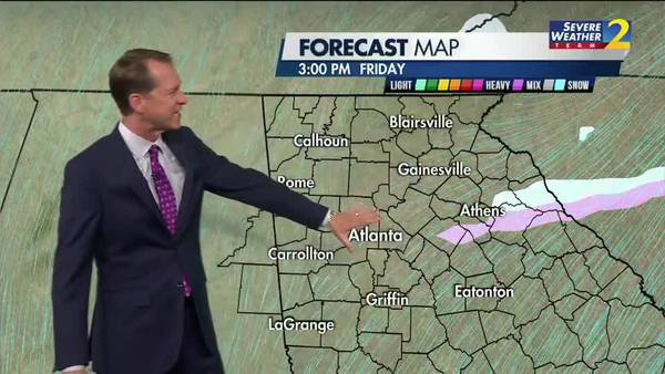 Cold winds coming in overnight, making room for possible snow in east Georgia
