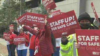 VA hospital nurses hold demonstration demanding more staff