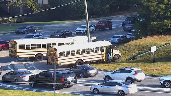 Fulton County school bus crashes into ditch near Ga. 400 in Sandy Springs