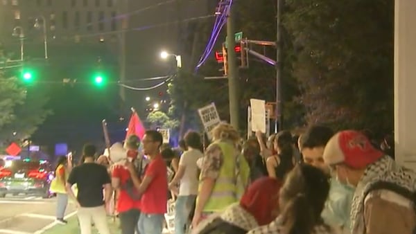 Protesters gather near Israeli Consulate in Midtown Atlanta