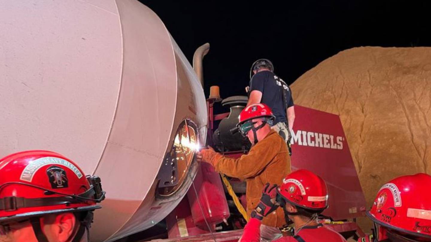 Wisconsin firefighters rescue worker who fell into concrete mixer
