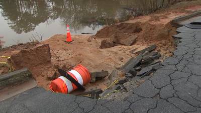 Rockdale neighbors want leaders to fix flooding issues after part of road caves in