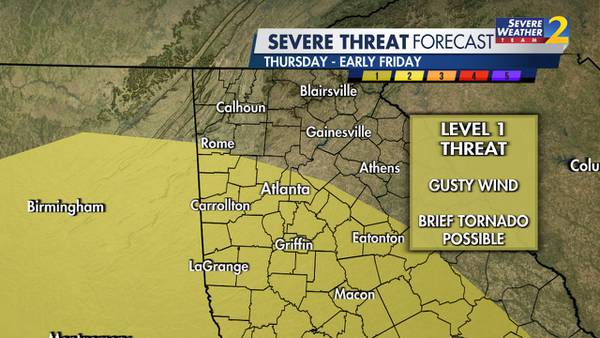 Level 1 out of 5 risk for strong, severe storms later this week; brief tornado possible