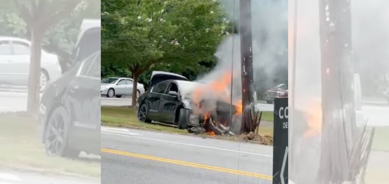 Three arrested after high-speed chase in stolen car ends in flames in ...