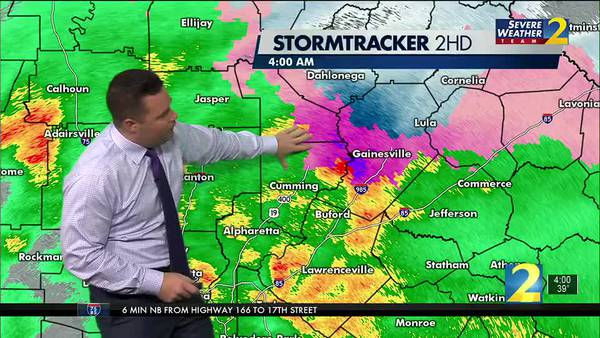 Snow piling on in north Georgia, most of the metro seeing heavy rain, winds