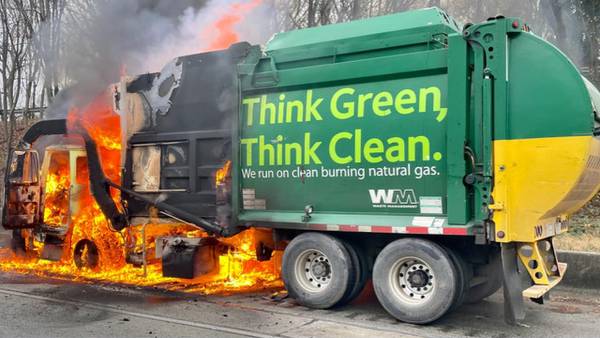 Garbage truck fire shuts down all lanes of I-285 in DeKalb during morning commute