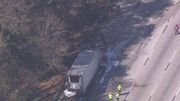 I-285 in Cobb County reopens after tractor-trailer carrying paint catches fire