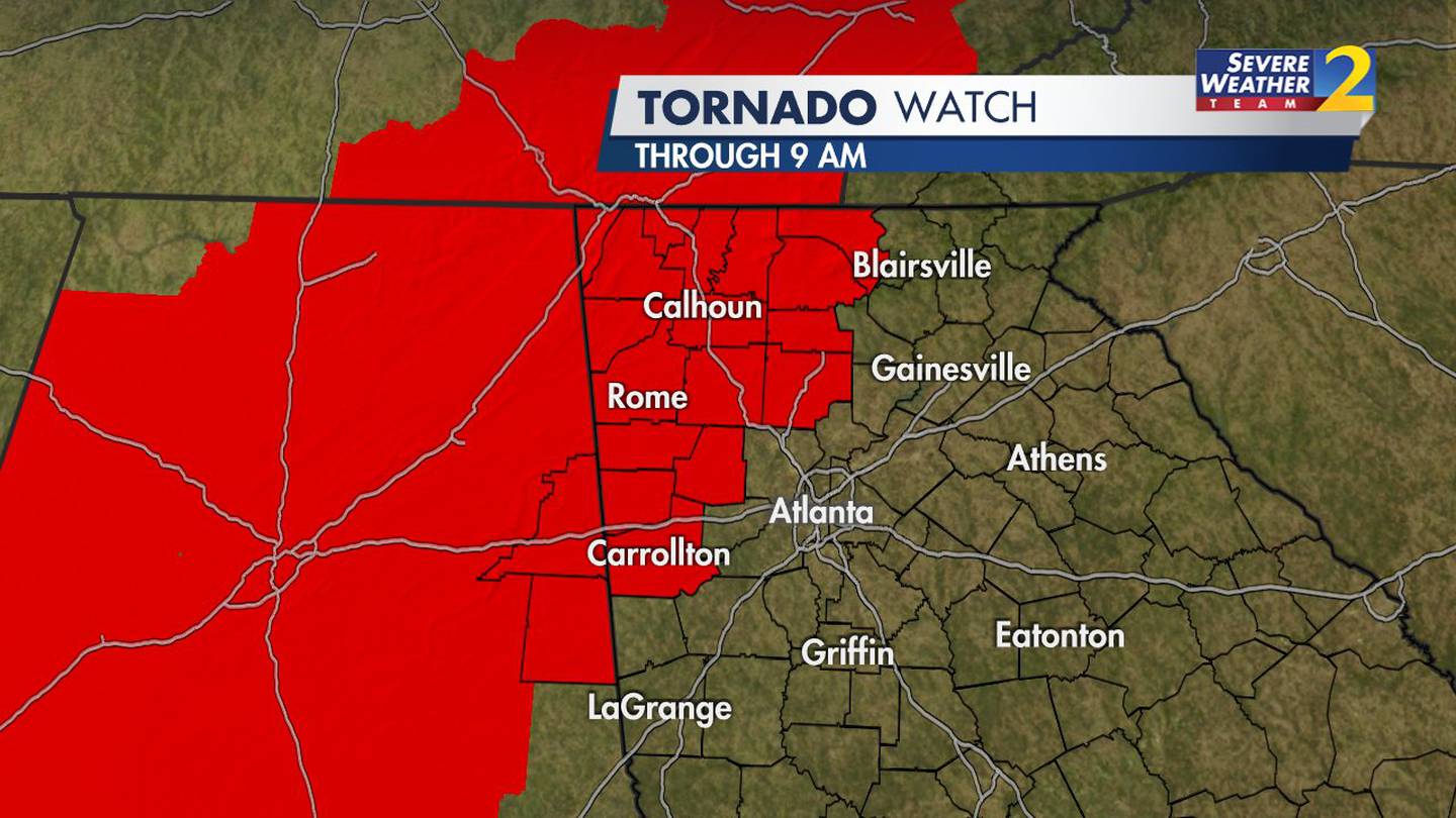 LIVE UPDATES: Tornado watch issued for parts of northwest Georgia Saturday