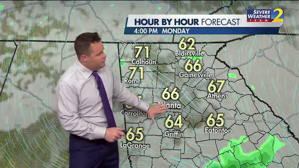 Showers on Monday ahead of severe storm chance on Tuesday