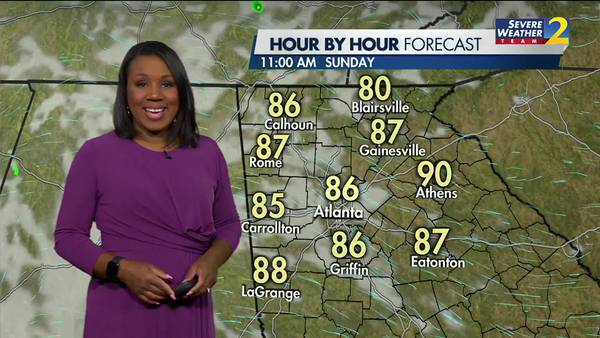 Hot and humid Sunday with storms and rain this evening
