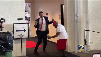Channel 2's Fred Blankenship dances it out at Delta Sigma Theta fundraising event